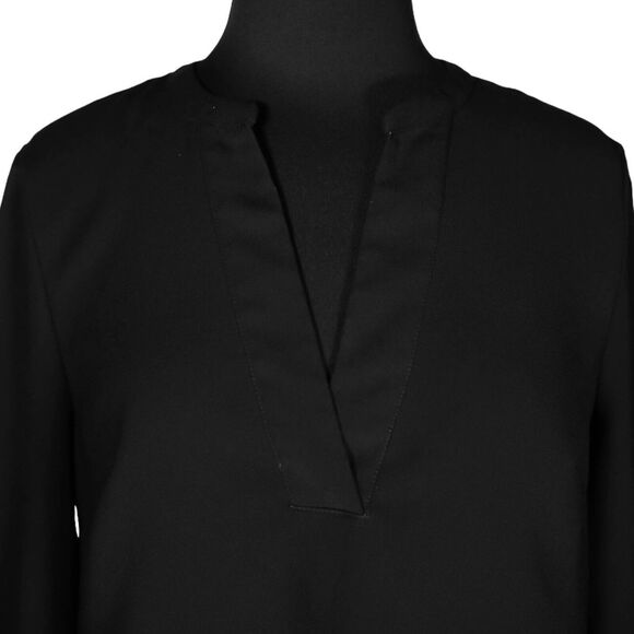 J. Crew Women's Blouse Black V-Neck Crepe Drapey Long Sleeve Pullover Top Medium - Picture 4 of 9